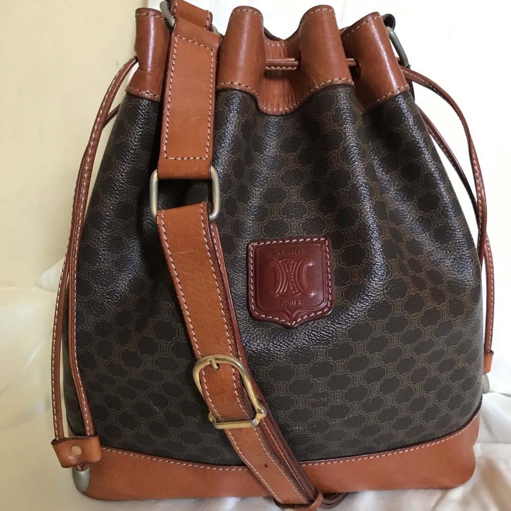 **SOLD** Céline Vintage Macadam Bucket Bag - Picture 1 of 8